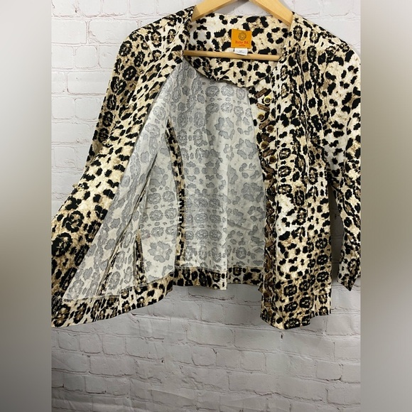 Ruby Road Blazer Womens Size 6P Leopard Print Short Stretchy 3/4 Sleeve - Picture 3 of 11
